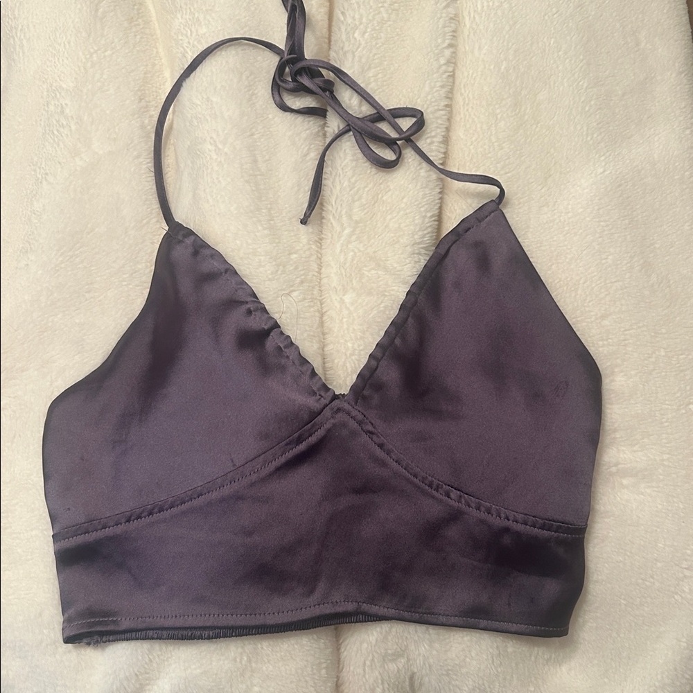Garage Purple Satin Halter Top size Small